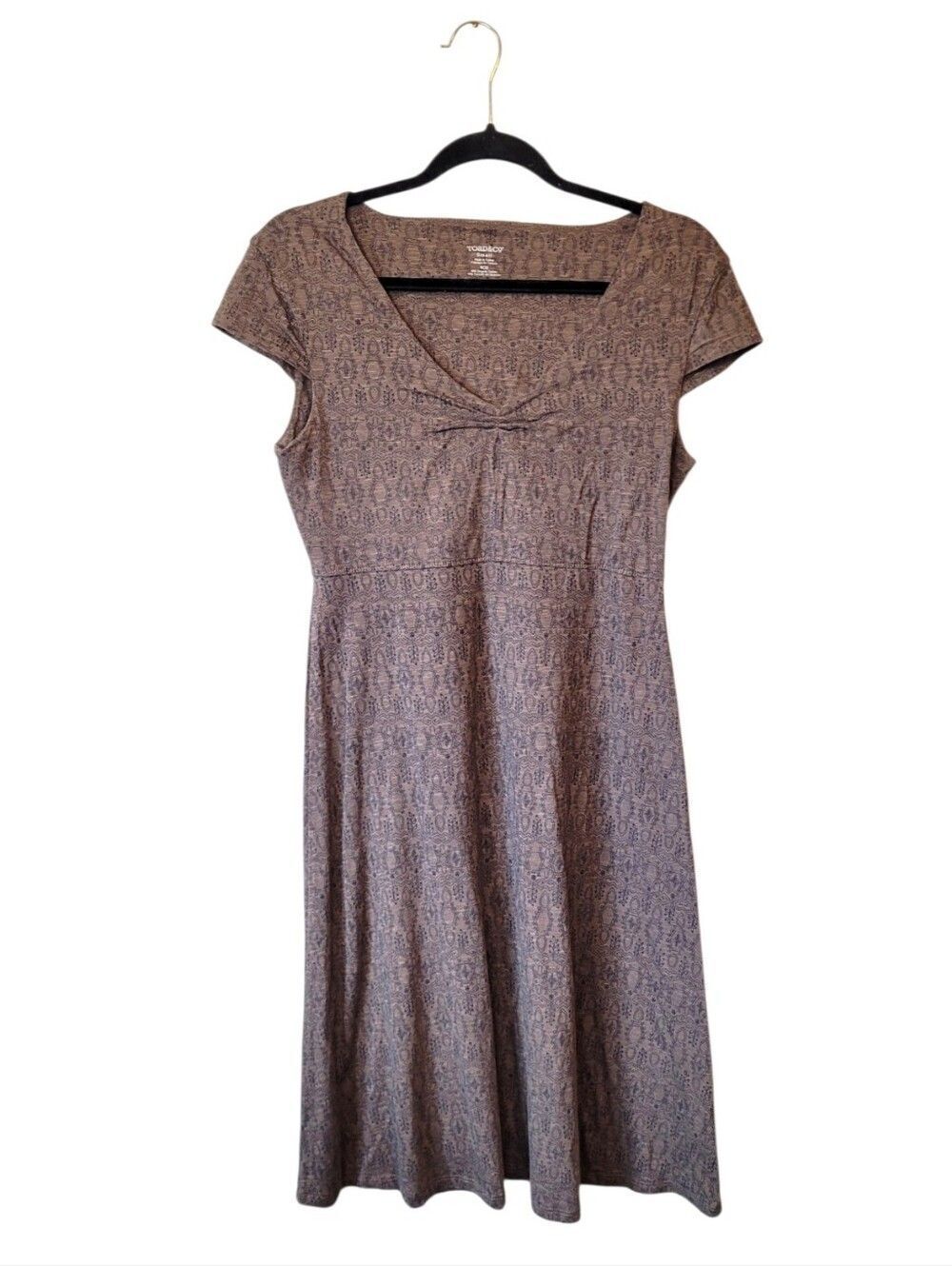 Toad & Co Taupe Patterned Twist-Front Rosemarie Dress Size S